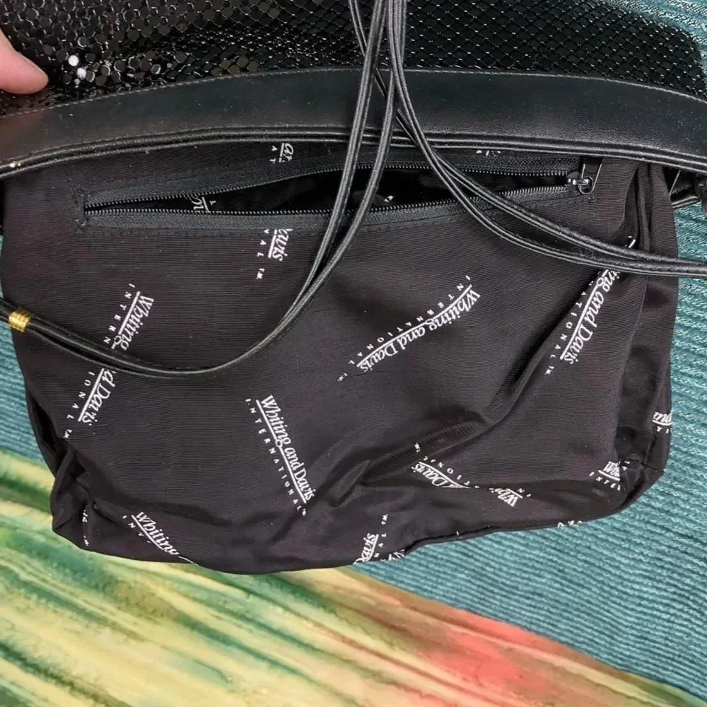 Vintage Whiting & Davis Black Mesh Evening Bag Convertible Clutch